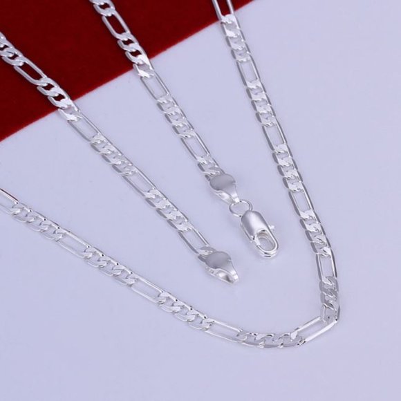 925 Sterling Silver Flat Chain Link Necklace - Picture 3 of 4